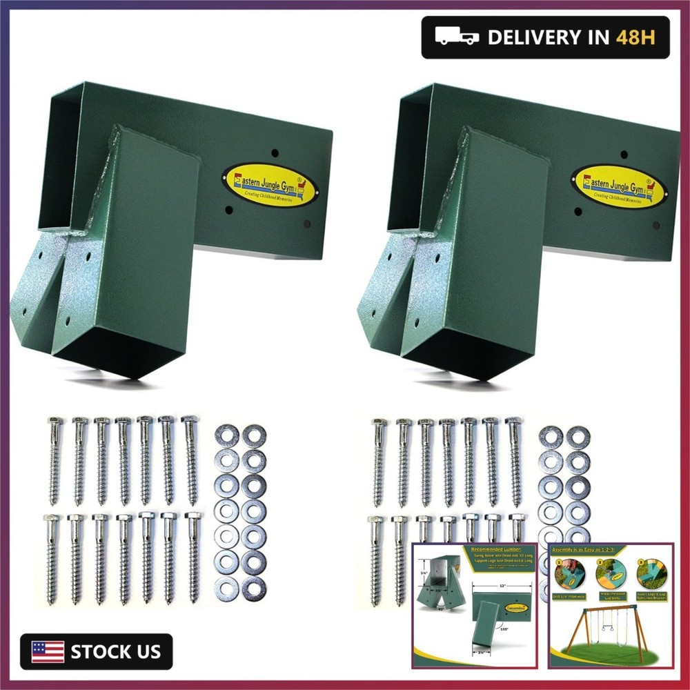 Easy 1-2-3 A-Frame 2 Brackets for Swing Set with All Mounting Hardware, Green |