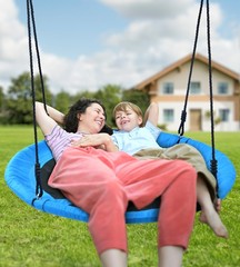 440lbs Metal Swing Set Heavy Duty Playset Kids Children Backyard Saucer Swingset