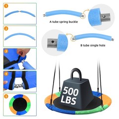 Saucer Tree Swing Seat for Kids 40 Inch Outdoor Round Tree Swing for Children…