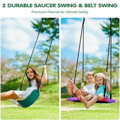 Large Metal Swing Set with 2 Swings, Tunnel, Slide,Climbing Ladder Monkey Bars