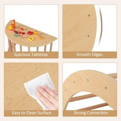 Wooden Arch Climber Rocker with Soft Cushion, 6 in 6 in 1 with Desktop Natural