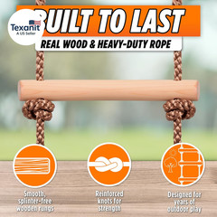 Wooden Rope Ladder for Kids – 6Ft Outdoor Climbing Ladder with Real Wood Rungs,