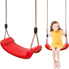 Outdoor Kids Swing Seat 220 lbs Hanging Plastic Swing with Adjustable Rope Tree