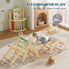 BlueWood 2024 8 in 1 Pikler Triangle Climbing Set Toddler Toys Indoor Baby Ju…