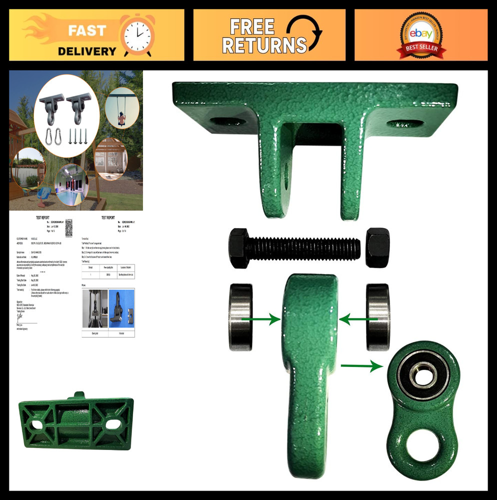 Heavy Duty Green Swing Hangers with Screws & Bolts – 5000 lb Capacity, 2 Pack fo