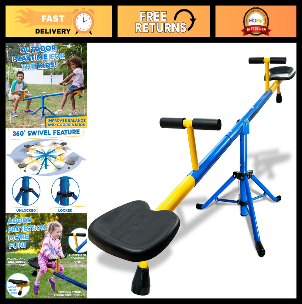 Swivel Teeter Totter for Toddlers 2-5, 360° Seesaw Expands for Kids 4-10, Outdoo