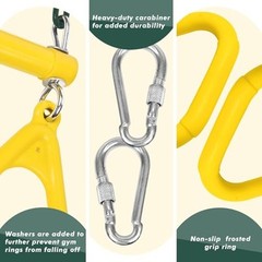 Gym Trapeze Swing Bar Rings 47″ Heavy Duty Chain Swing Set 17″ Yellow