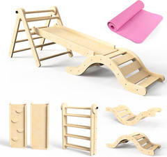 Pikler Triangle Set 7In1 Toddler Climbing Toys Indoor Foldable Baby Climbing …