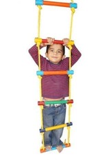 Wooden Ladder for Kids for Physical Activity (7 Wooden Round Sticks with S Hook)