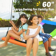 Swing Sets for Backyard, 440lbs Heavy 440LBS & 6FT Black Frame + Rainbow Swing