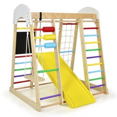 Indoor Playground Climbing Gym Kids Wooden 8 in 1 Climber Playset for Children