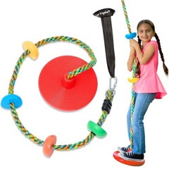 Jungle Gym Kingdom Tree Swing, Disc Seat Rainbow Climbing Rope, – Scratch & Dent