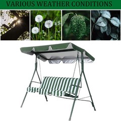 Patio Swing Canopy Replacement Top – 3 Seat Cover for Porch, Garden (Green/64…