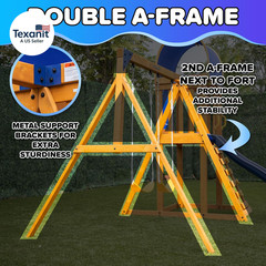 Amelia Galaxy Cedar Wooden Swing Set for Night Play with 2 LED Swings, Play Fort