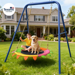 Saucer Swing Set for Kids Outdoor, Heavy Duty A-Frame Metal Swings Stand with 40