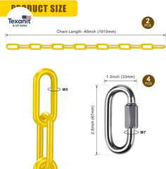 2Pcs 40″ Heavy Duty Hanging Chains with Carabiners 1000 Lbs Capacity Swing Chain