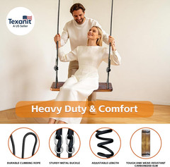 Wooden Swing,Wood Tree Swing for Adults Kids,Adjustable Climbing Rope plus Tree