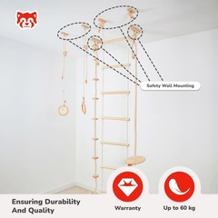 Kids Climbing Ropes Set Ceiling Mounted Swing Rings Ladder Indoor Play Gym