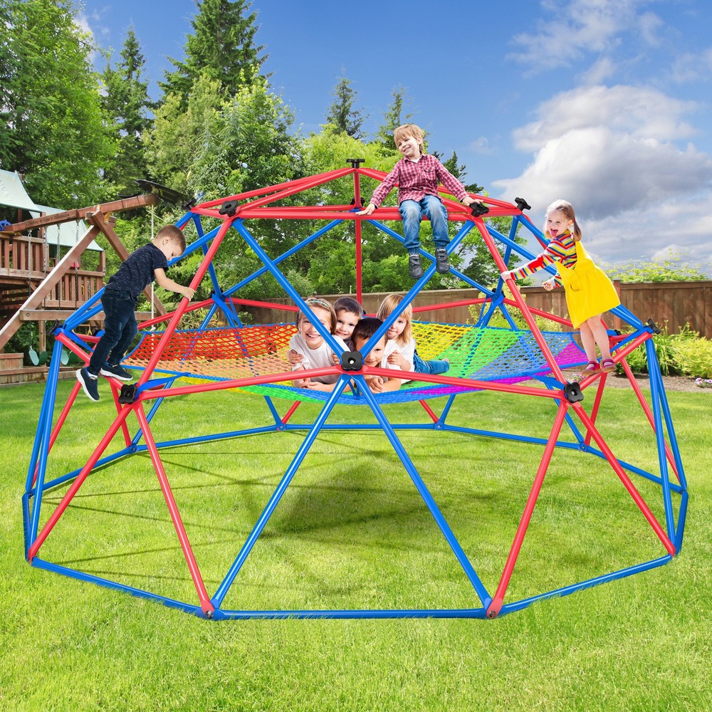 Hapfan 10ft Climbing Dome Climber with Safety Net Jungle Gym Outdoor Monkey Bar