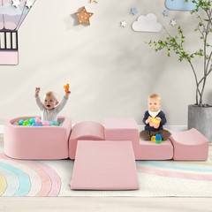 5PCS Climb and Crawl Playset with Ball Pit for Kids Zippers for Playroom