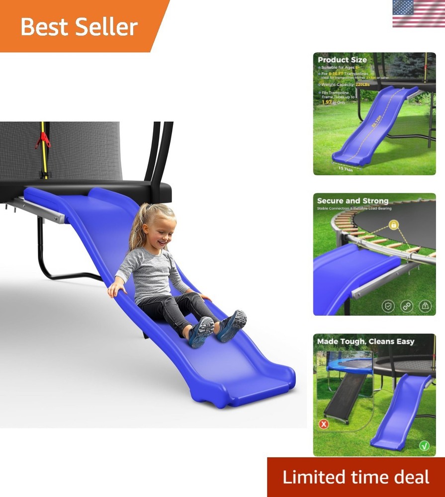 Plastic Trampoline Slide for 8-16FT, Heavy Duty Outdoor Slide for Trampoline,…