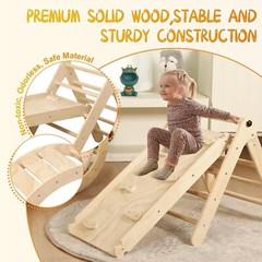 “Pikler Triangle Set with Cushion, 7-in-1 Montessori Climbing Toys for Toddlers”