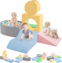 Climbing Toys for 1 Year Old, Foam Baby Climbing Blocks with Ball Pit for Toddle