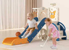 Toddler Slide for Kids,6-In-1 Indoor Outdoor Toddler Slides Playground with Bask