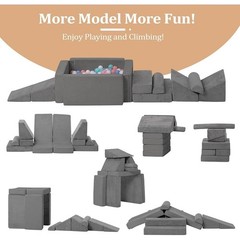 9 Piece Kids Play Couch Modular Soft Foam Sofa Climbing Ball Pit Slide Set New