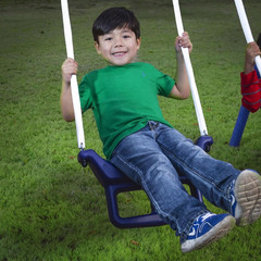 Surf N Swing Painted Steel 5 Station Kids Outdoor Backyard Swing and Play Set wi