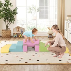 10 Pieces Foam Climbing Blocks Set w/PU Leather Surface for Climbing & Sliding
