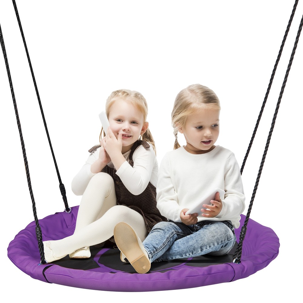 40” Saucer Tree Swing Set Spider Web Swing for Children Outdoor Activity Purple