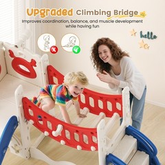 10 in1 Toddler Slide, Kids Slide with Climber Playset, Indoor Outdoor Playhouse