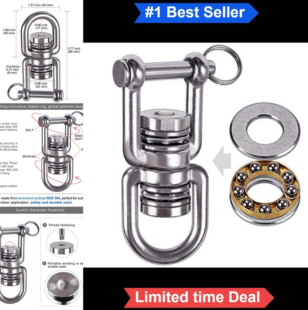 360 Degree Swing Swivel 2 Bearing 770LB Rotational Device for Tree Swing Aerial