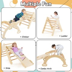 Pikler Triangle Set 7 in 1 Climbing Toys for Toddlers 1-3 Inside Foldable Woo…