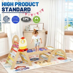Pikler Triangle Set, Climbing Toy for Kids, Foldable Indoor Playground Climber