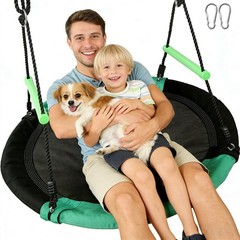 40-Inch Round Saucer Tree Swing for Backyard Fun,Heavy-Duty Steel Frame with …