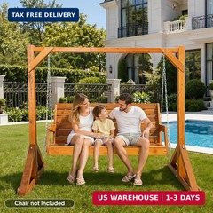 SUNCREAT Heavy Duty Wooden Swing Frame for Adults Kids, Stable Frame Porch Swing