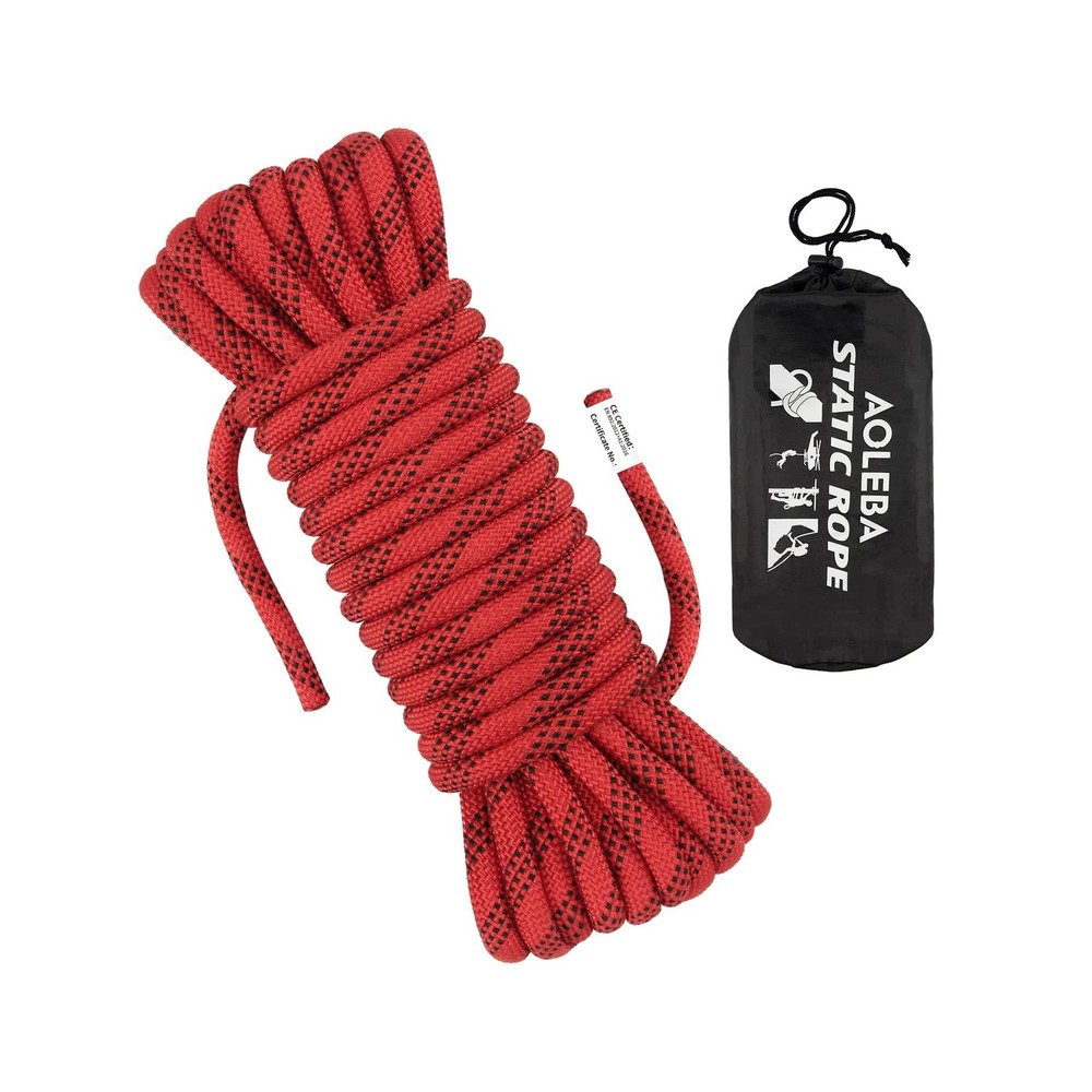 AOLEBA 10.5 mm Static Climbing Rope 70M(230ft) Outdoor Rock Climbing Rope, Red