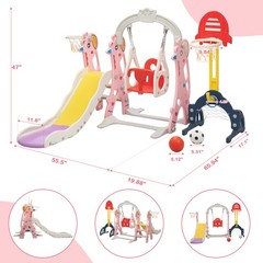 6 in 1 Kids Slide Swing PlaySet Indoor Outdoor Climber Playground for Toddlers