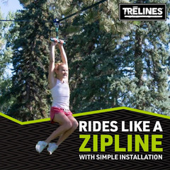 Roller Adventure Line 36 Ft. – Kids Slackline Ride Set – Ninja Course Attachment