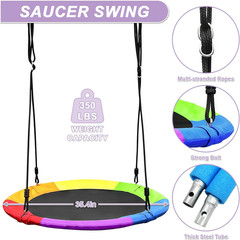 Swing Set with 35” Saucer Swing, Sensory Swing Set, Metal 32mm Diameter Swing S