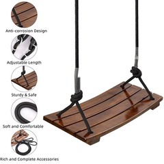 Wood Swing Seat, Carbonized Hanging Wood Tree Swing 16.9 x7.9 x0.5 in for Adu…