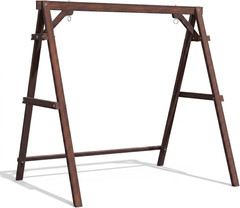 6.2FT Porch Swing Frame, 660 LBS Heavy Duty A-Frame Wooden Porch Swing Stand wit