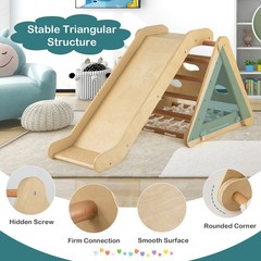 4 in 1 Wooden Climbing Triangle Set Triangle Climber w/Ramp Natural