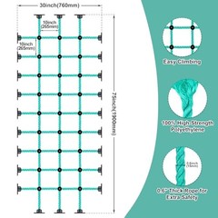 Climbing Net for Kids with Installation Base for 30″ × 75″ Wooden 30″ X 75″