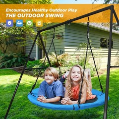 440lbs Metal Playground Swing Set Kids Swing Set Heavy Duty A-Frame Saucer Swing