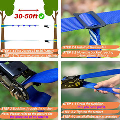 Ninja Warrior Kids Obstacle Course – 56Ft Slackline with 8 Fun Accessories