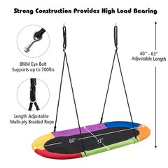Topbuy 60″ Flying Saucer Tree Swing Set Outdoor Oval Swing Adjustable Hanging