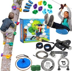 Zip Line Kit for Kids and Adults, 100/120/150/200 ft, Up to 350 Lbs, Removable T